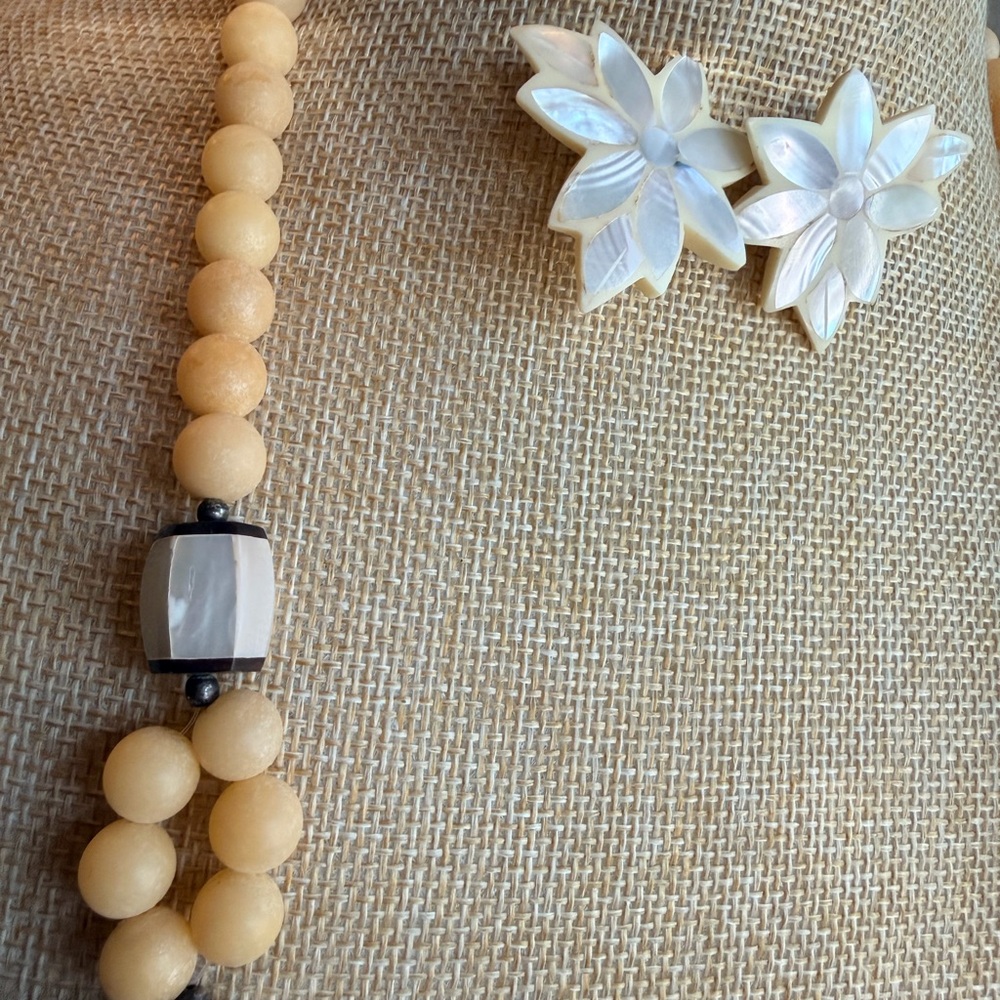 Lee Sands Mother of Pearl And Stone Bead Necklace and Earring Set - Picture 5 of 5